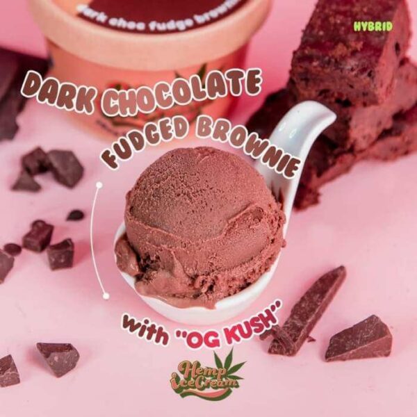 Dark Chocolate Fudge Brownie with cannabis terpenes ice cream