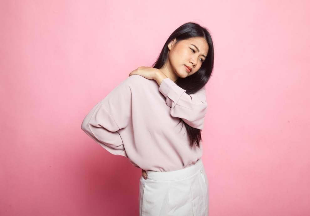Asian woman pink background