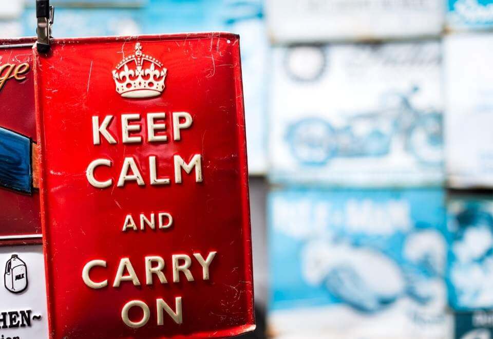 Keep calm and carry on sign