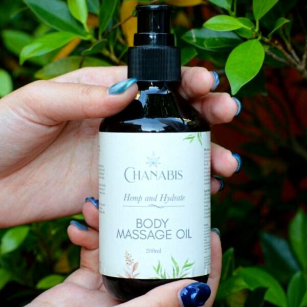 Chanabis Body Massage oil product photo in hands