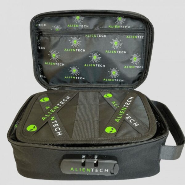 Close up photo of tray compartment on Alientech Storage bag