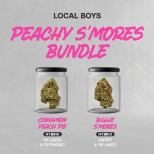 Peachy S'mores Bundle Product phot with Cinnamon Peach Pie and Biggie S'mores strains
