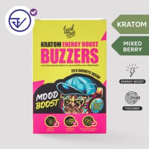 Local Boys - Buzzers - Kratom Shot Drink Pouch - Mellow Berry Flavor, FDA Approved Focus Engery