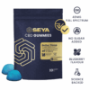 SEYA Sleep Gummies product packaging with key benefits listed: 48mg full spectrum CBD, no sugar added, blueberry flavour, science backed. FDA-approved and labeled as Thailand’s #1 selling CBD brand. Pack contains 10 gummies.